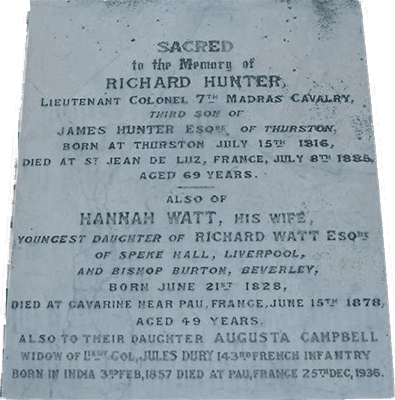 grave of Lt. Col. Richard Hunter