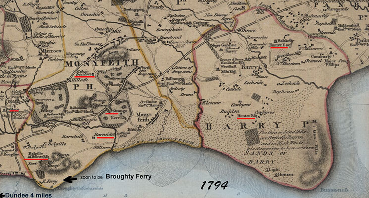 a 1794 map of where Broughty Ferry will be built