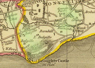 map of Broughty Ferry, showing location of Balgillo, Baldovie, Burnside Monifieth and the Grange.