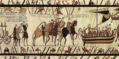 tapestry showing Norman advance